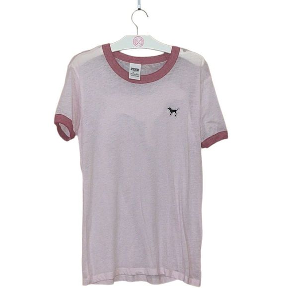 •PINK•VSP LIGHT PINK WITH BEGONIA HEM BIG DOG BACK Short sleeve top in size XS. - Picture 1 of 6